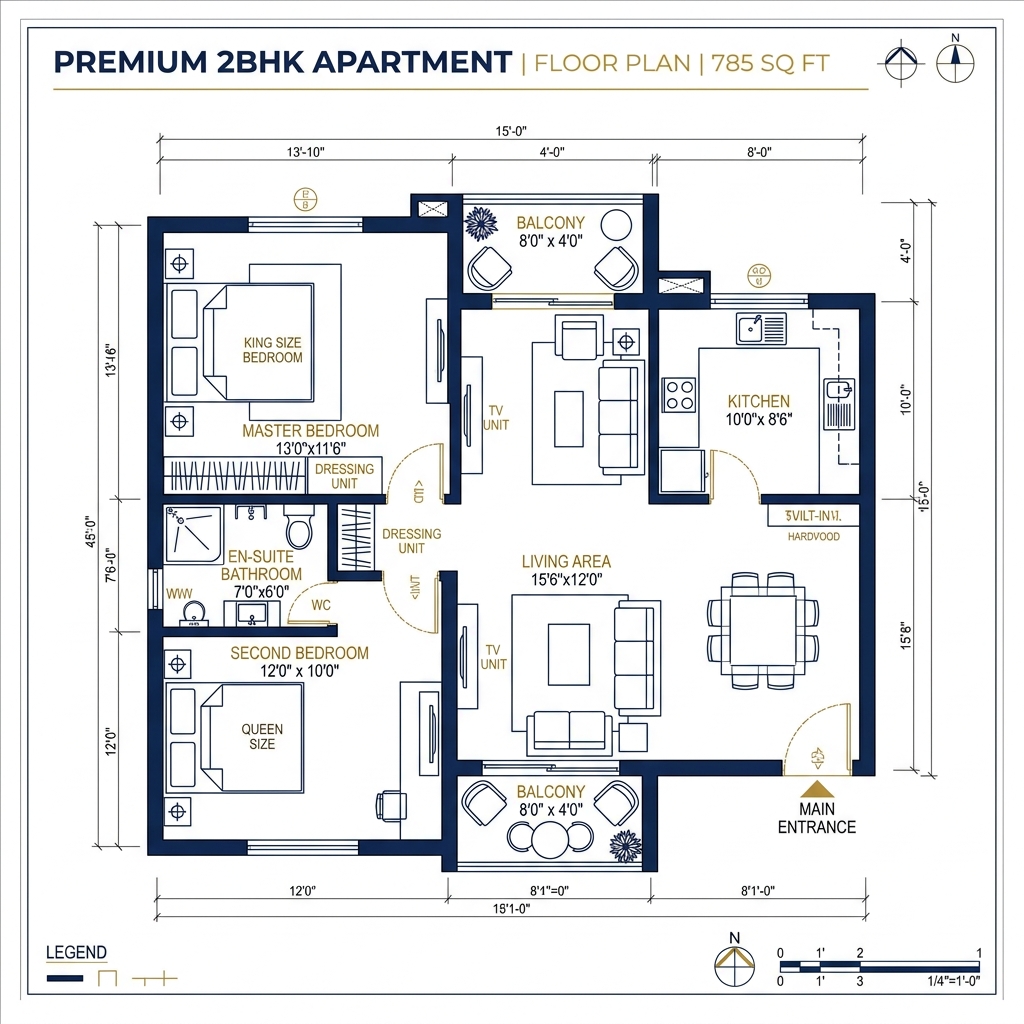 Sample 2BHK floor plan